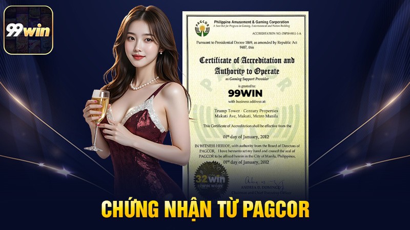 Chứng nhận từ PAGCOR Chứng nhận từ PAGCOR